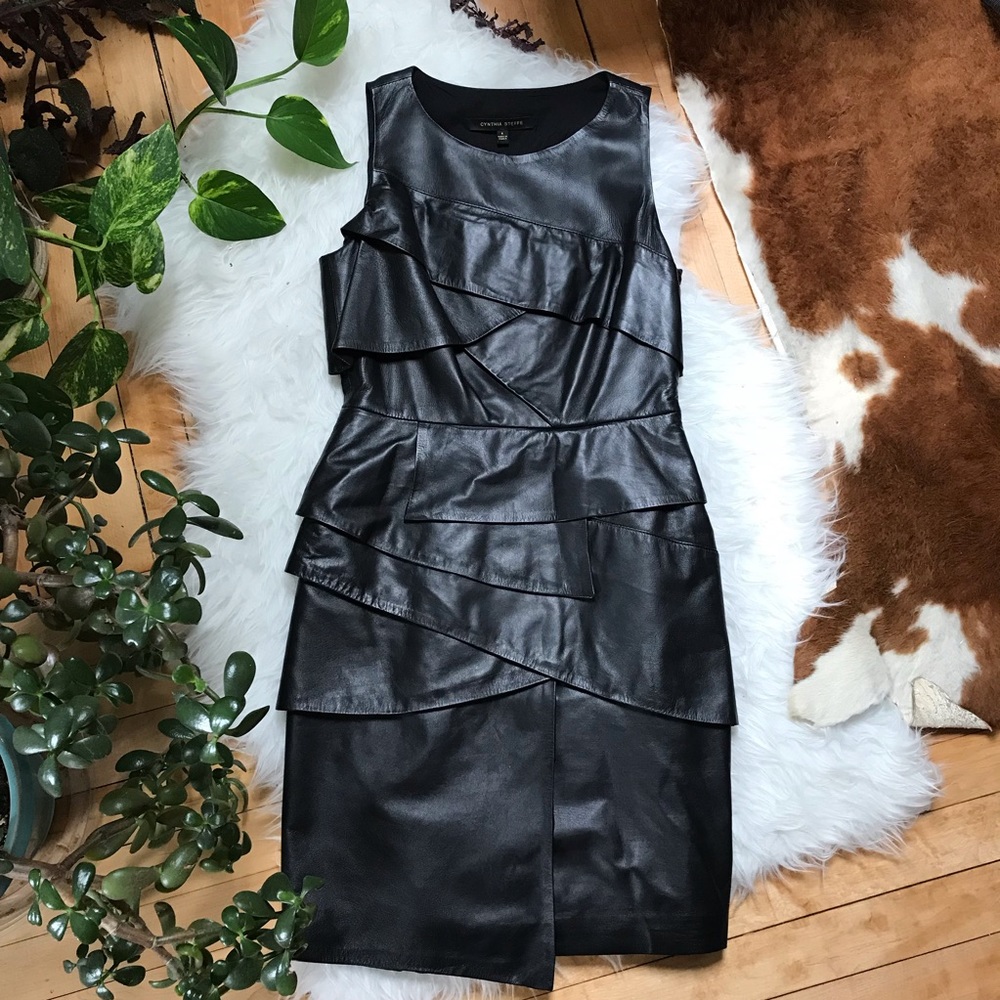 Like New 100% Leather Cynthia Steffe Dress